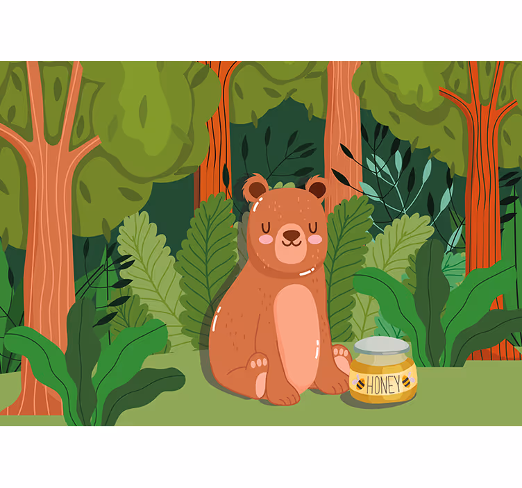 Tapisserie chambre enfant illustration ours adorable - TenStickers