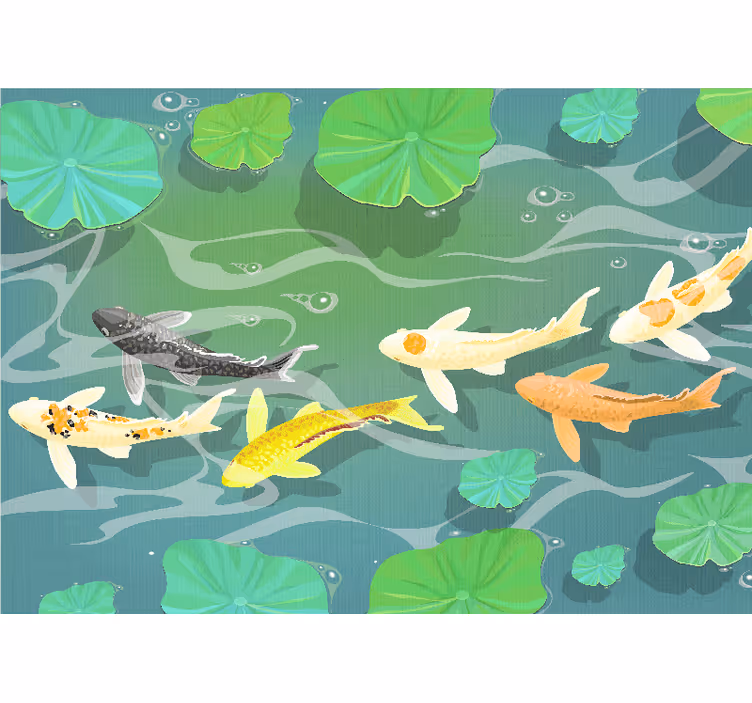 Tapisserie animaux étang de carpes koi - TenStickers