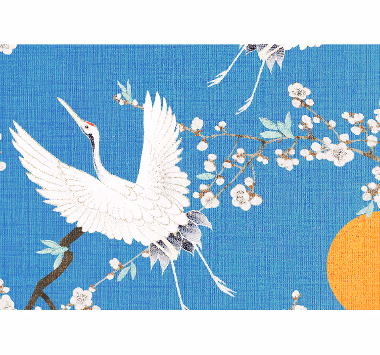 Tapisserie lion et fleurs de grue gracieuses - TenStickers