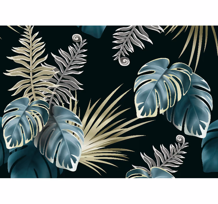 Papier peint nature éléments de feuillage tropical - TenStickers