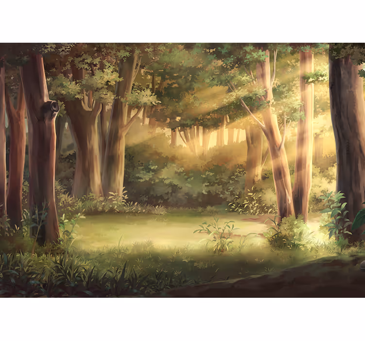 Papier peint nature paysage forestier ensoleillé - TenStickers