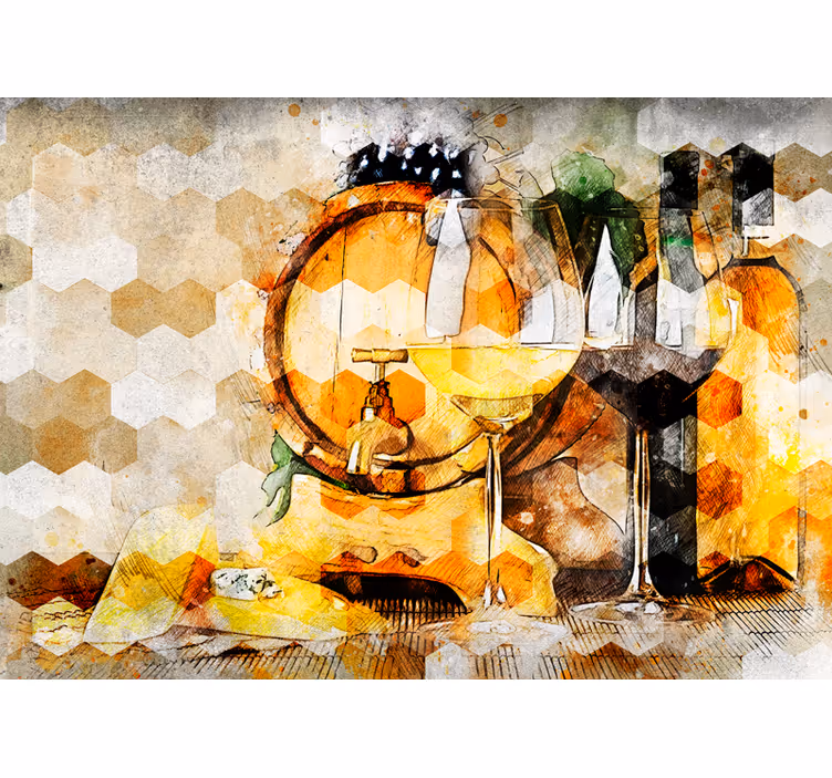 Tapisserie musique art de fût de vin - TenStickers
