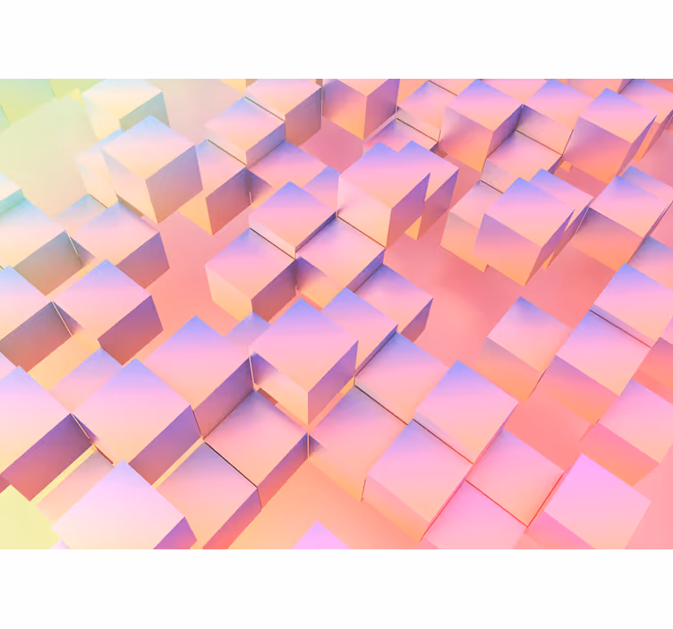 Tapisserie abstraite design cubes flottants - TenStickers