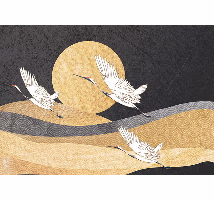 Tapisserie personnalisée grues volant sur la lune - TenStickers