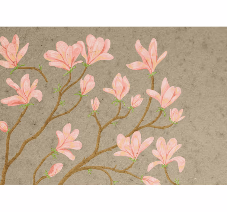 Tapisserie fleur fleurs de magnolia rose - TenStickers