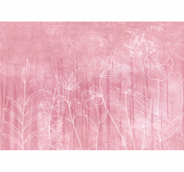 Tapisserie fleur contour floral délicat - TenStickers