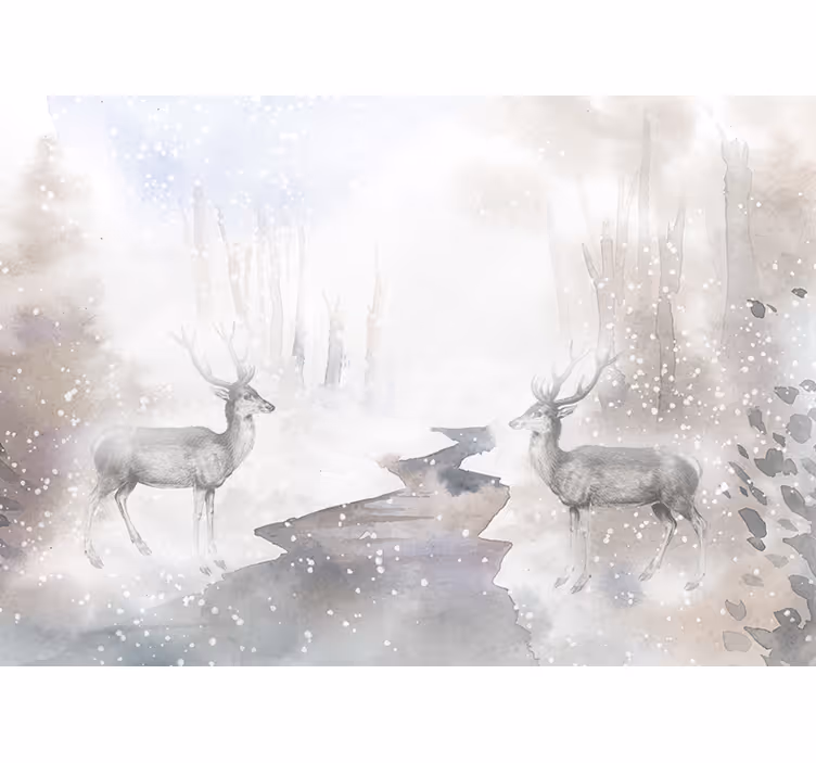 Tapisserie animaux rencontre avec un cerf majestueux - TenStickers