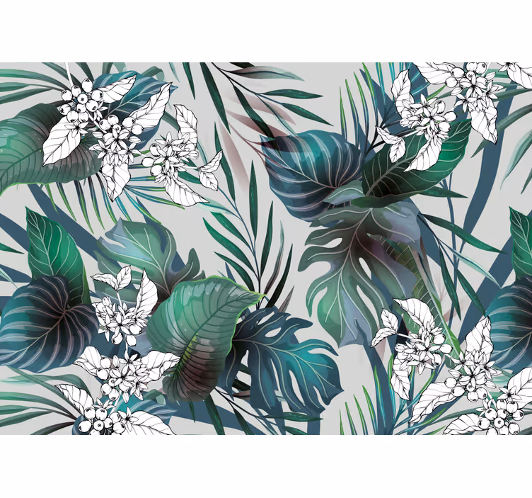Papier peint nature œuvre de feuillage tropical - TenStickers