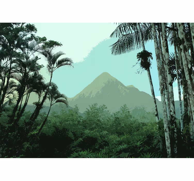 Tapisserie forêt vue sur la jungle montagnarde - TenStickers
