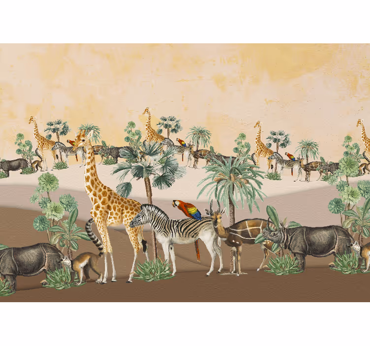 Tapisserie africaine scène de faune sauvage - TenStickers