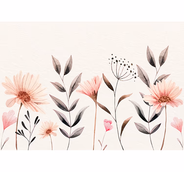 Tapisserie fleur arrangement beige délicat - TenStickers