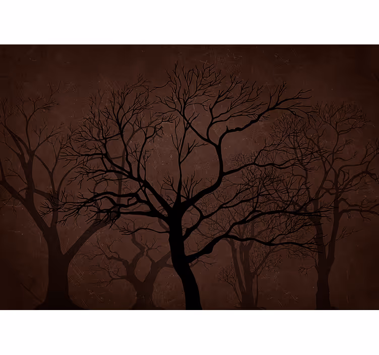 Tapisserie forêt arbres en silhouette sombre - TenStickers