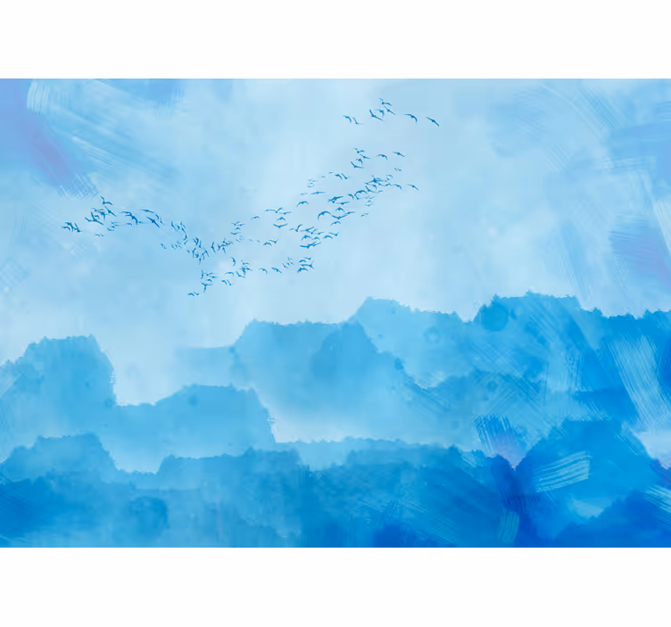 Tapisserie nature oiseaux volant haut - TenStickers