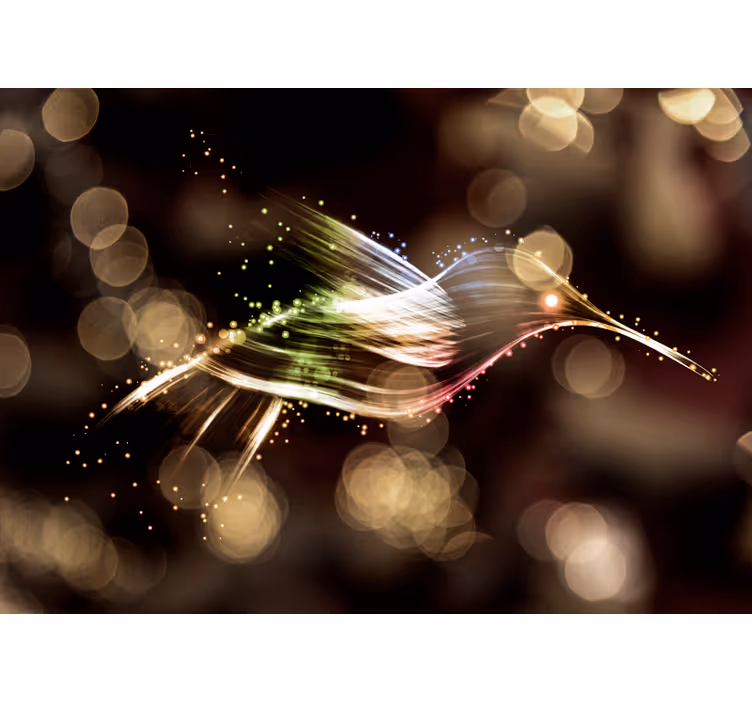 Tapisserie abstraite ondes lumineuses dynamiques - TenStickers