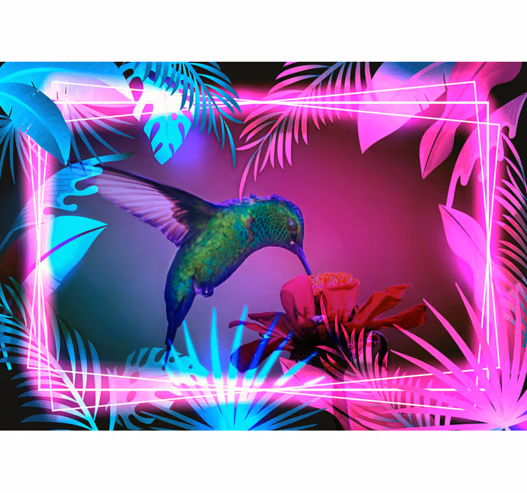 Tapisserie animaux colibri et floral - TenStickers