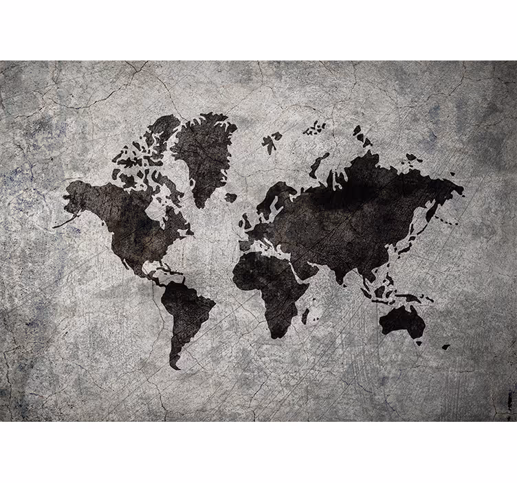 Tapisserie carte du monde silhouette - TenStickers