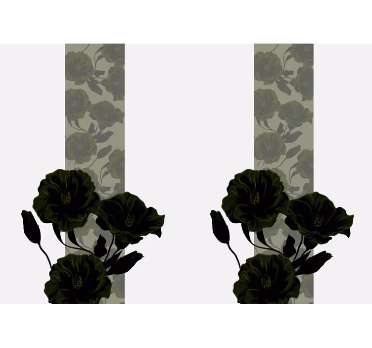 Tapisserie fleur fleurs noires élégantes - TenStickers