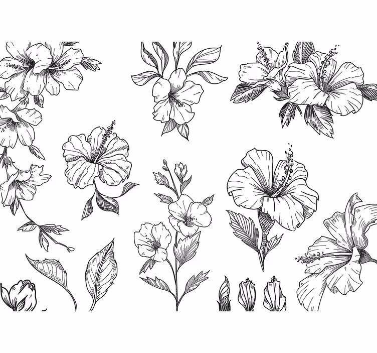 Tapisserie fleur motifs floraux d'hibiscus - TenStickers