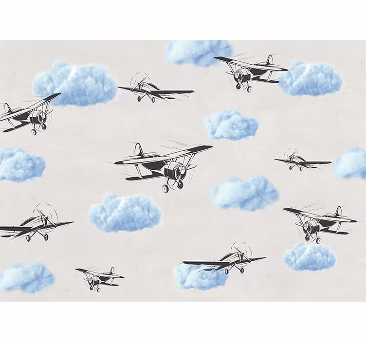 Tapisserie véhicules avions vintage volants - TenStickers