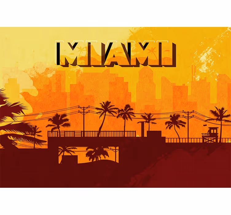 Tapisserie villes et pays coucher de soleil à miami - TenStickers