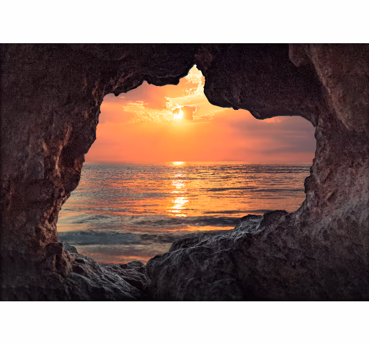 Tapisserie paysage vue de coucher de soleil sur mer - TenStickers