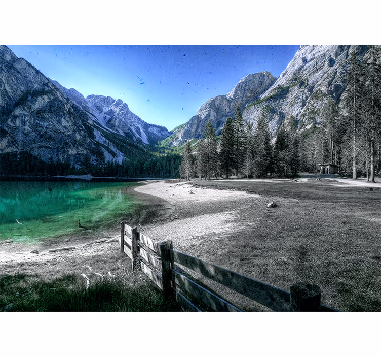 Tapisserie paysage lac montagneux sérénité - TenStickers