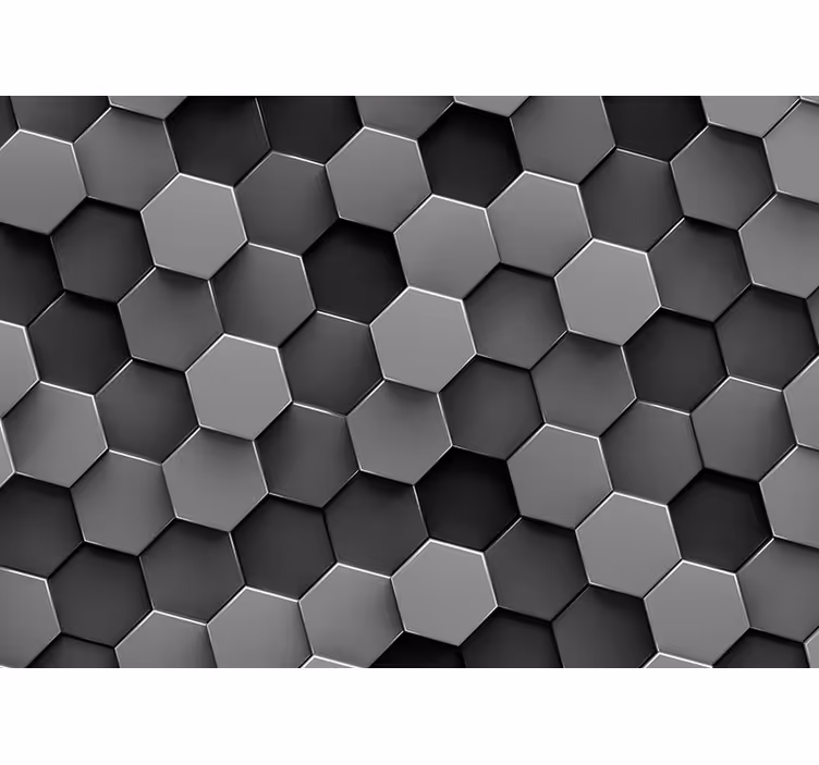 Tapisserie murale salon hexagones en 3D - TenStickers