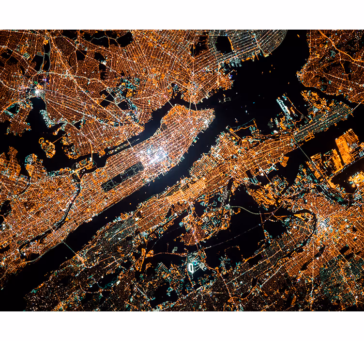 Tapisserie new york lumières aériennes urbaines - TenStickers