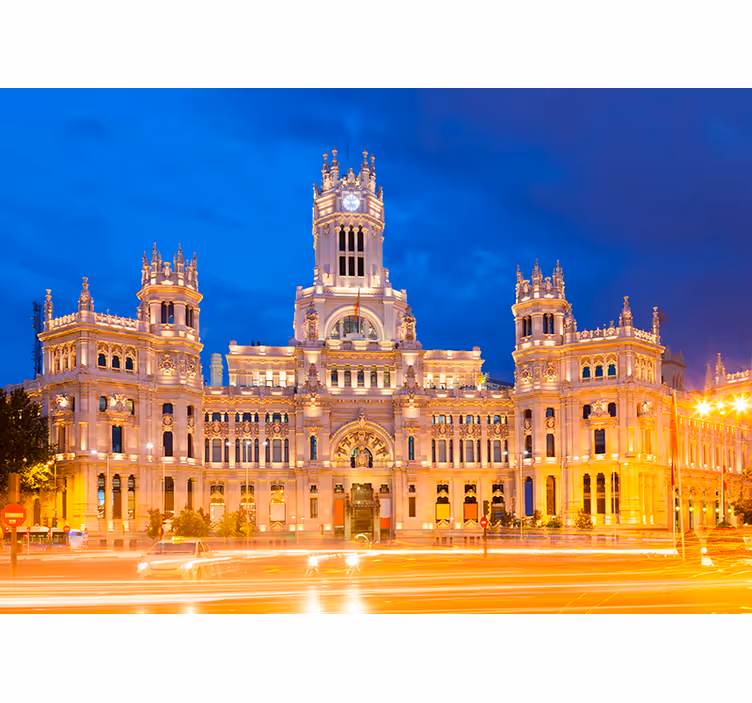 Tapisserie madrid paysage urbain illuminé - TenStickers