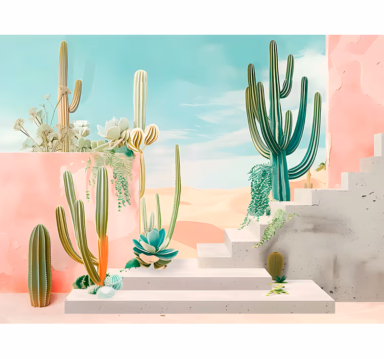 Tapisserie désert avec cactus - TenStickers