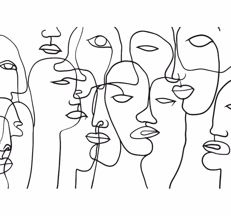 Tapisserie abstraite motif de visage - TenStickers