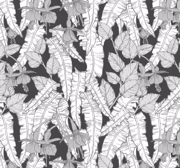 Tapisserie bureaux conception de forêt tropicale grise - TenStickers