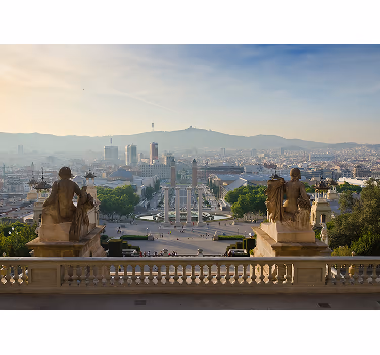 Tapisserie barcelone vue panoramique de barcelone - TenStickers