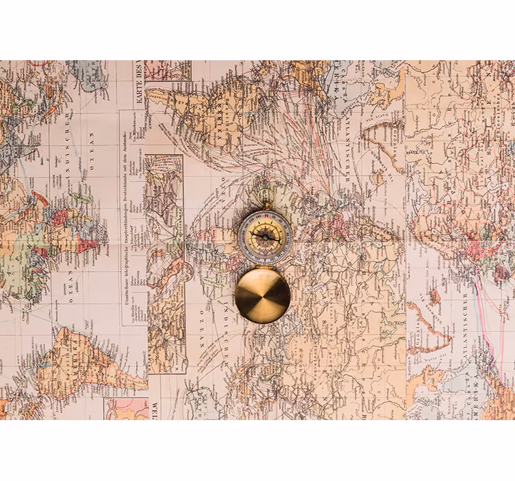 Tapisserie carte du monde décor de cartographie vintage - TenStickers