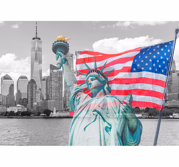 Tapisserie new york composition de la statue de la liberté - TenStickers