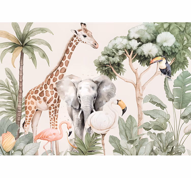 Tapisserie animaux paysage de savane - TenStickers