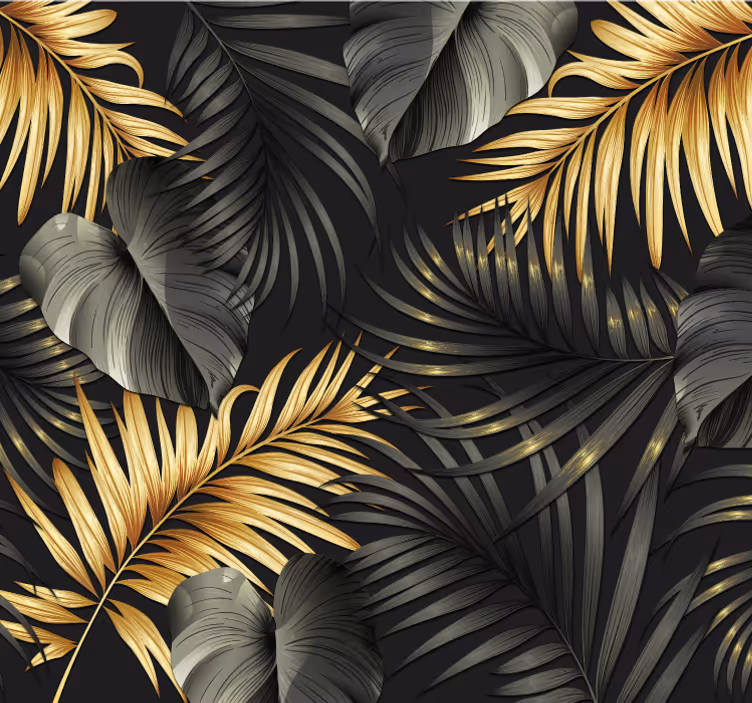 Tapisserie murale jungle feuilles d'or - TenStickers