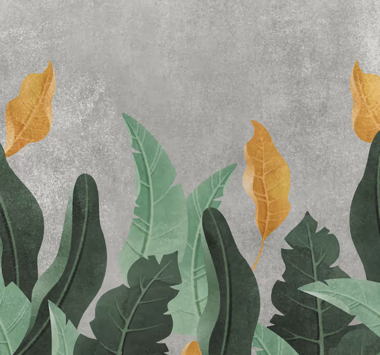 Tapisserie murale salon plantes sur fond béton - TenStickers