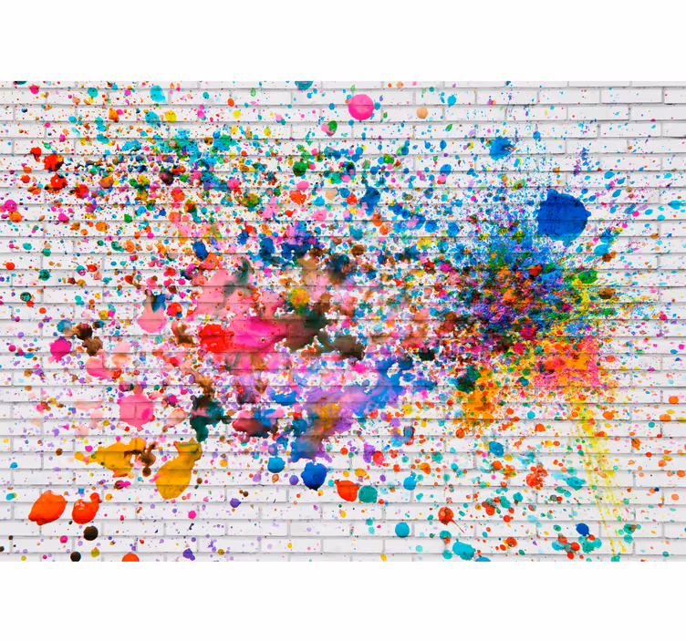 Photo murale éclaboussures peinture sur brique - TenStickers