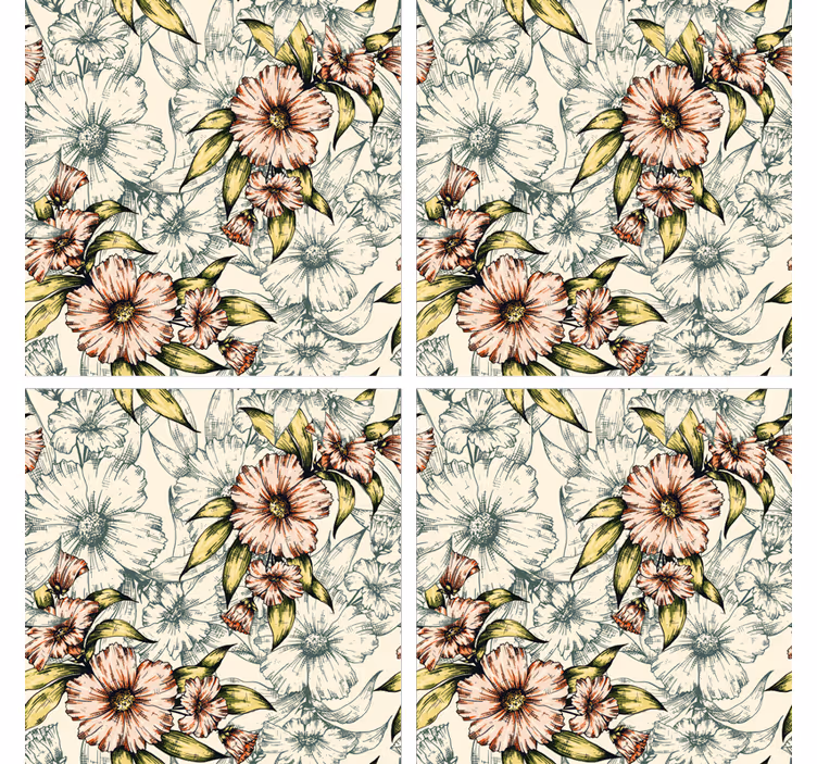 Dessous de verre art de motif floral - TenStickers