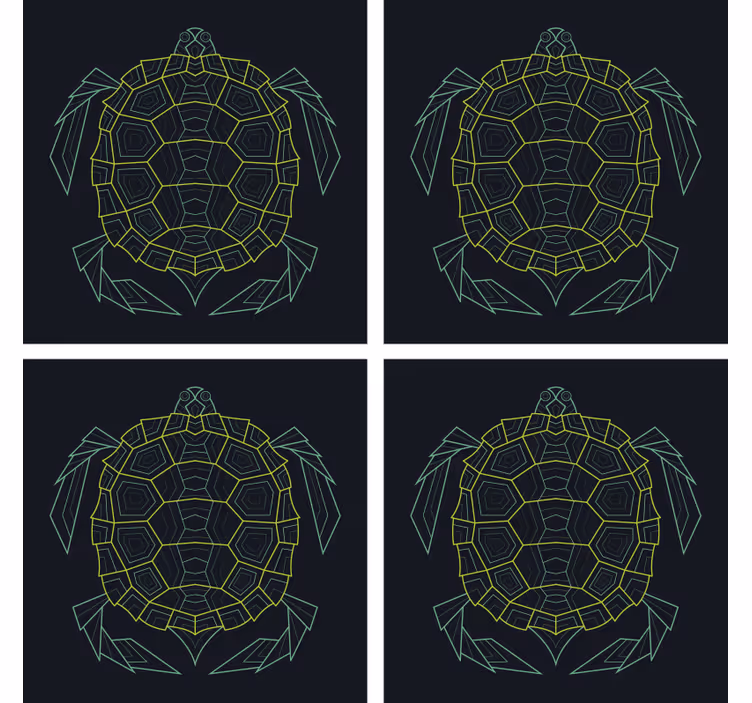 Dessous de verre geek tortue géométrique - TenStickers