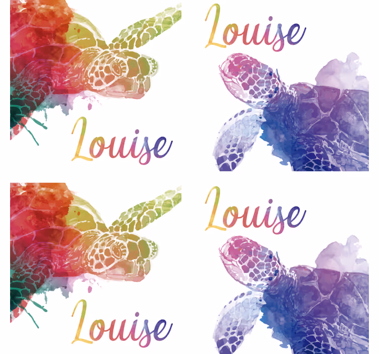 Dessous de verre tortue colorée avec nom - TenStickers