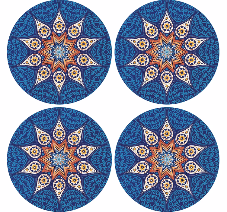 Dessous de verre design mandala bleu complexe - TenStickers