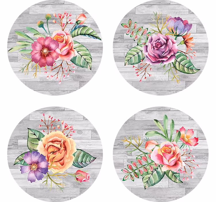 Dessous de verre moderne motif bois floral - TenStickers