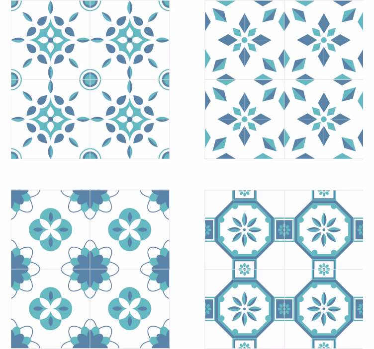 Dessous de verre carreaux motif floral - TenStickers