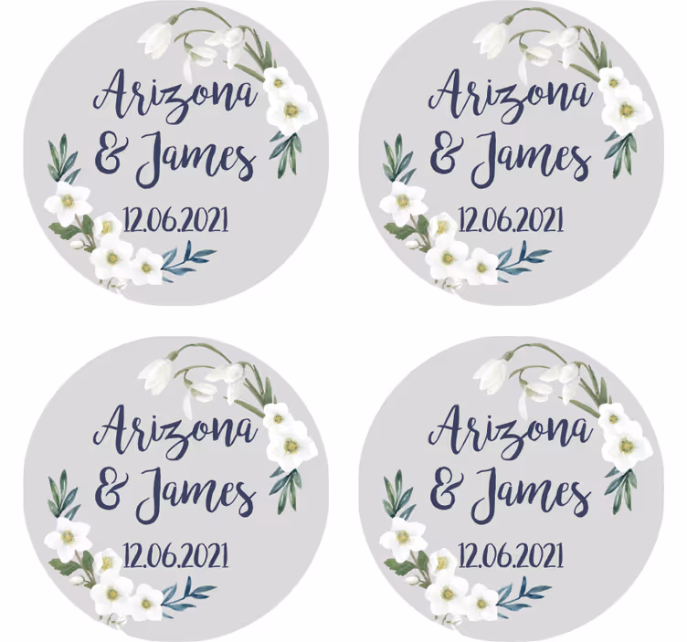 dessous de verre mariage Mariage floral personnalisable - TenStickers