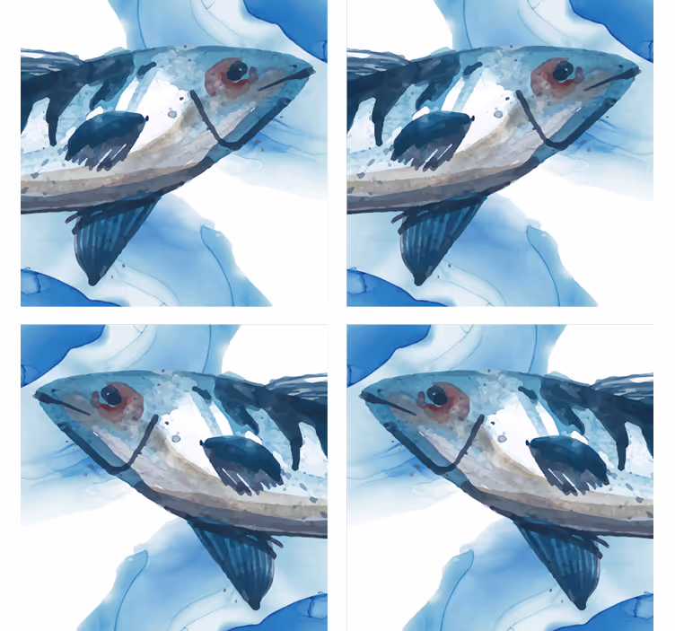 Dessous de verre geek illustration de poisson aquarelle - TenStickers