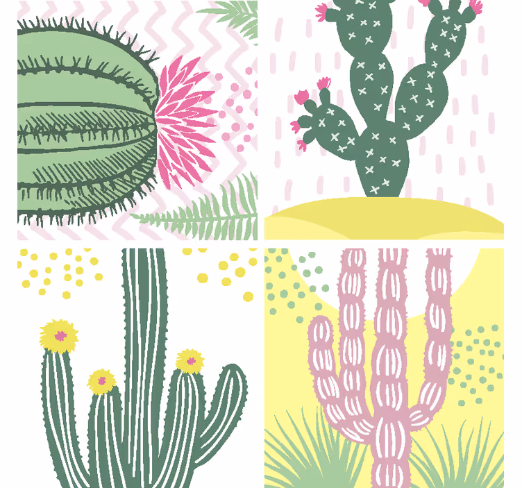 Dessous de verre geek motif cactus vibrant - TenStickers