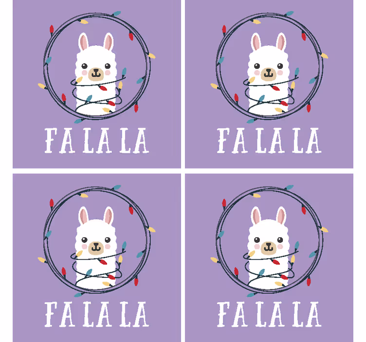 Dessous de verre noël lama fantaisie festive - TenStickers