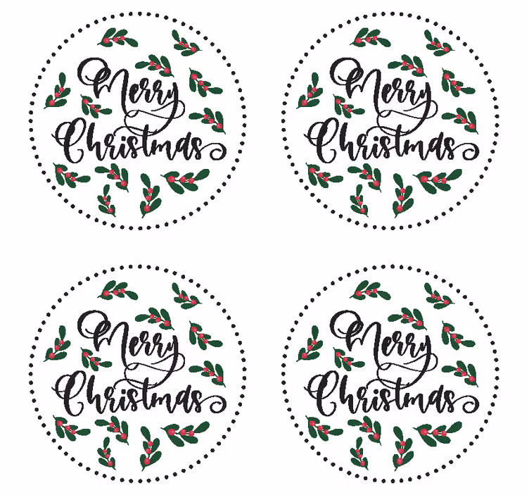 Dessous de verre noël design houx joyeux noël - TenStickers